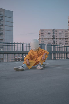 Futuristic / Cosmic Kid With White Helmet/Mask Chillin'