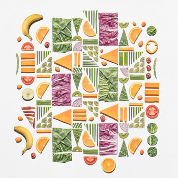 Real fresh food colorful collage
