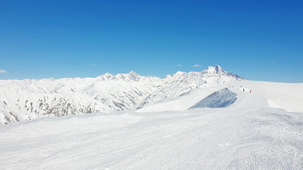 Fototapeta na wymiar Beautiful winter landscape at a mountain ski resort