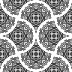 Abstract mandala fish scale seamless pattern. Ornamental tile, mosaic background. Floral patchwork infinity card. Arabic, Indian, ottoman motifs. Vector illustration.    © _aine_