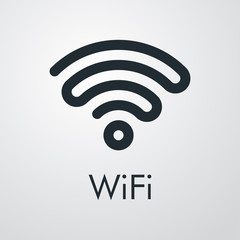Símbolo WiFi con ondas unidas en fondo gris