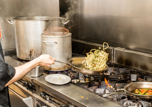 Chef Cooking Pesto Pasta