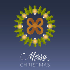 Merry christmas poster with a christmas wreath- Vector