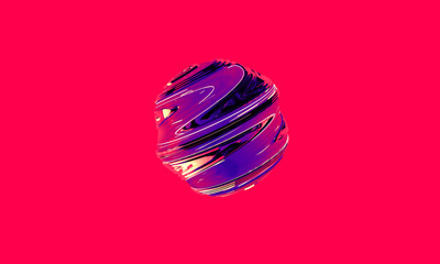 Abstract 3d graphic object on bright magenta background