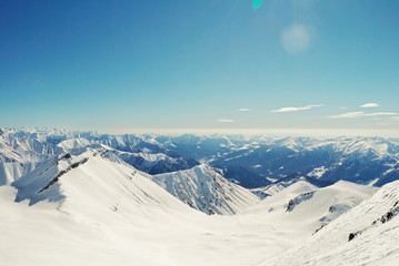 Beautiful winter landscape at a mountain ski resort