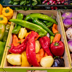 mixed pepper box at the market