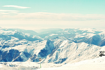 Beautiful winter landscape at a mountain ski resort