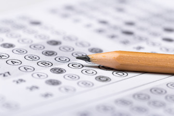 pencil for the exam. printed school test