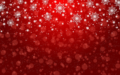 Christmas and New Year elegant blurred vector background with stars, snowflakes and bokeh effect