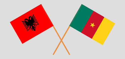 Crossed flags of Cameroon and Albania