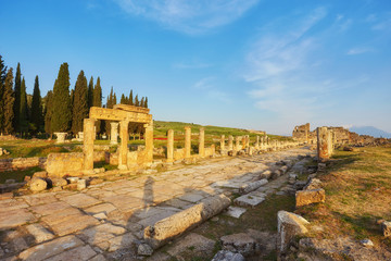 Hierapolis ancient city ruins, North Roman Gate, Pamukkale, Turkey