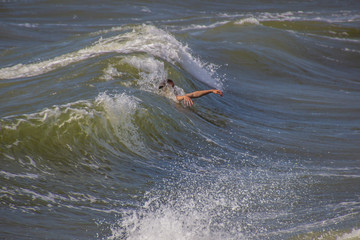Fototapeta premium Dangerous swimming in the sea when big waves.