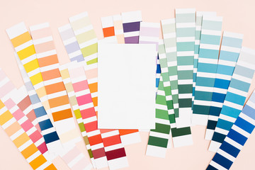Blank card with fashion colour swatches. Color trend palette.