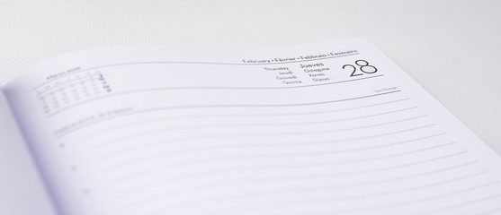Obraz premium Work agenda with official Spanish languages and identification of the day and month and lines of entries