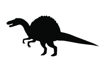 Vector black spinosaurus dinosaur silhouette isolated on white background
