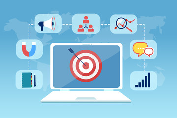 Vector for online marketing, using technology, internet communication, social networking