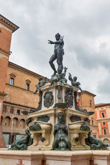 Fototapeta na wymiar Famous Neptune fountain in Bologna, Italy.
