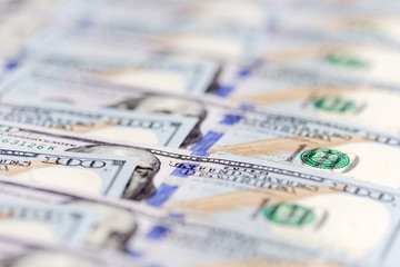 US dollars, banknotes of hundred dollar bills, closeup