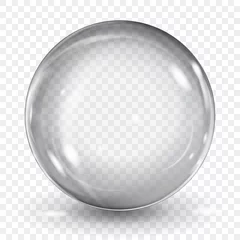 Fotobehang Big translucent gray sphere with glares and shadow on transparent background. Transparency only in vector format © Olga Moonlight