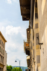 Como, Italy beautiful old architecture, architectural feature at Via Caio Plinio Secondo in Como, Lombardy, Italy