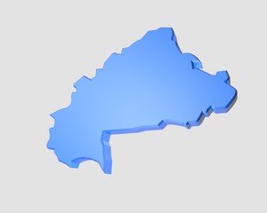 3d illustration of country map of burkina faso