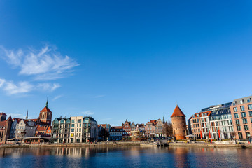Naklejka premium Skyline of the old town of Gdansk in Poland in the early morning