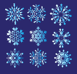 Fototapeta na wymiar Set of Christmas snowflakes. Vector illustration.