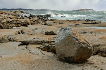 Rock formation at the shoreline