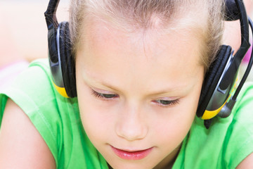 Portrait of a child in headphones
