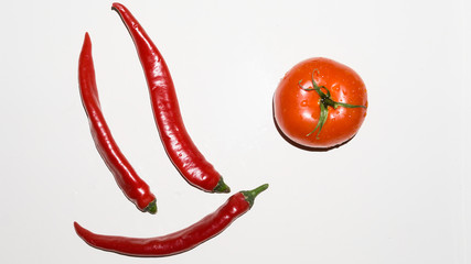 red hot chili pepper on white background