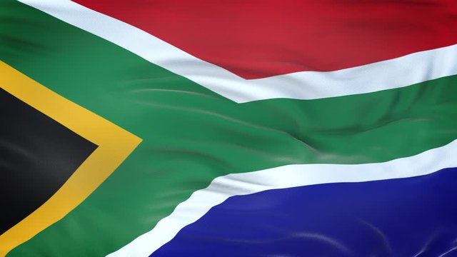 South Africa flag waving in the wind with highly detailed fabric texture. Seamless loop