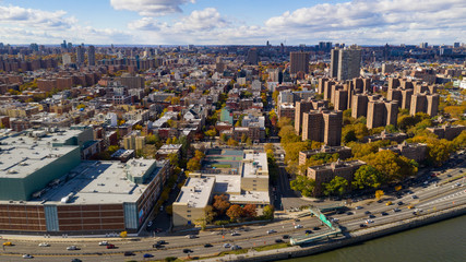 Bright Sunny Day over Housing Authority Buildings in Harlem New York - obrazy, fototapety, plakaty