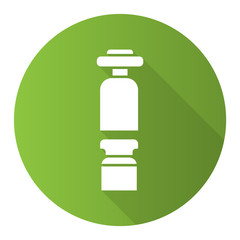 Wine preserver and bottle with cork green flat design long shadow glyph icon. Barman equipment. Sommelier tool. Alcohol beverage. Aperitif drink. Vector silhouette illustration