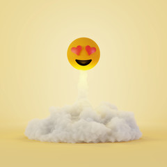 In love smile rocket launched, social media concepts, original 3d rendering and model