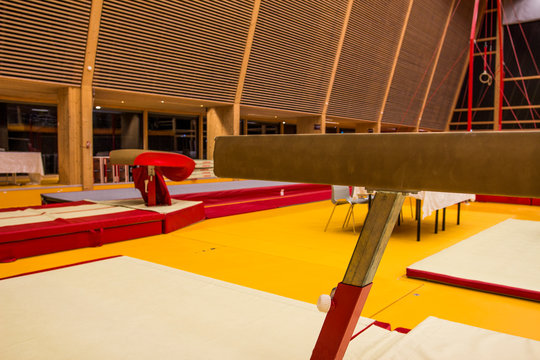 Gymnastic equipment in a gymnastic center 