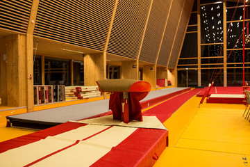 Gymnastic equipment in a gymnastic center 