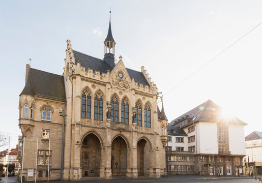 View of town hall against sky in Erfurt, Germany