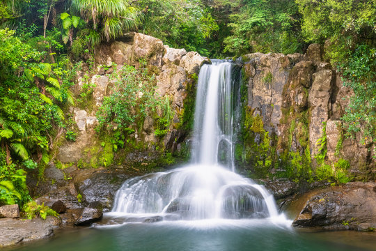 New Zealand, North Island, Waikato, Waiau, scenic view of waterfall