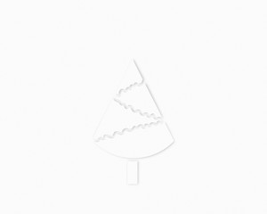 Christmas tree cut out on white textured paper, illustration