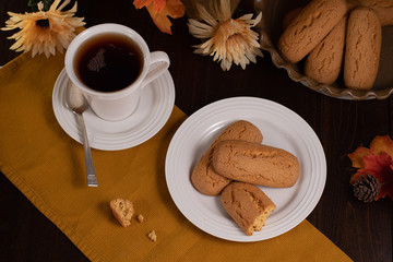 Tea and Cookies in a Fall Theme in White Dishes