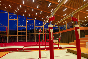 Fototapeta na wymiar Gymnastic equipment in a gymnastic center 