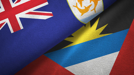 Anguilla and Antigua and Barbuda two flags textile cloth, fabric texture