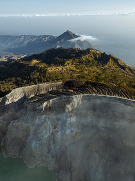 Indonesia, Java, Aerial view of Ijen volcano