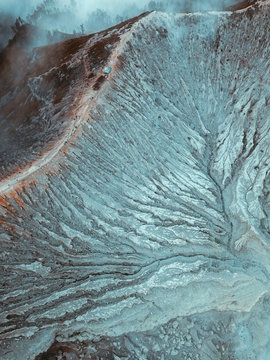 Indonesia, Java, Aerial view of rock formation along ridge of?Ijen?volcano