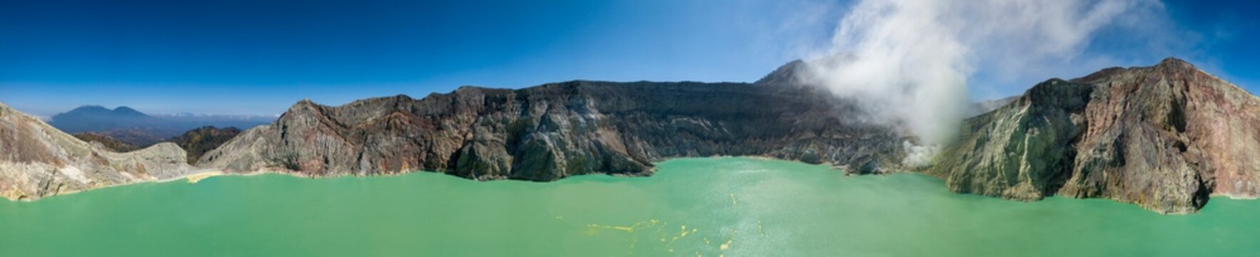 Indonesia, Java, aerial view of Ijen volcano