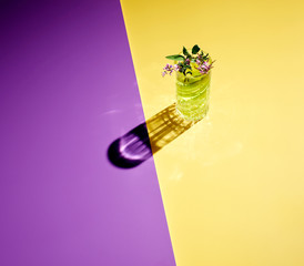 High angle view of gin served on table
