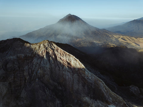 Indonesia, Java, Aerial view of mountains surrounding Ijen volcano