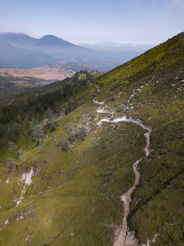Indonesia, Java, Dirt road across ridge of Ijen volcano