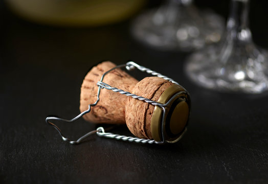 Close-up of champagne cork