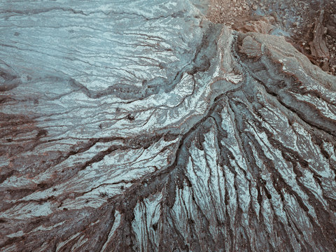 Indonesia, Java, Aerial view of rock formation along ridge of Ijen volcano